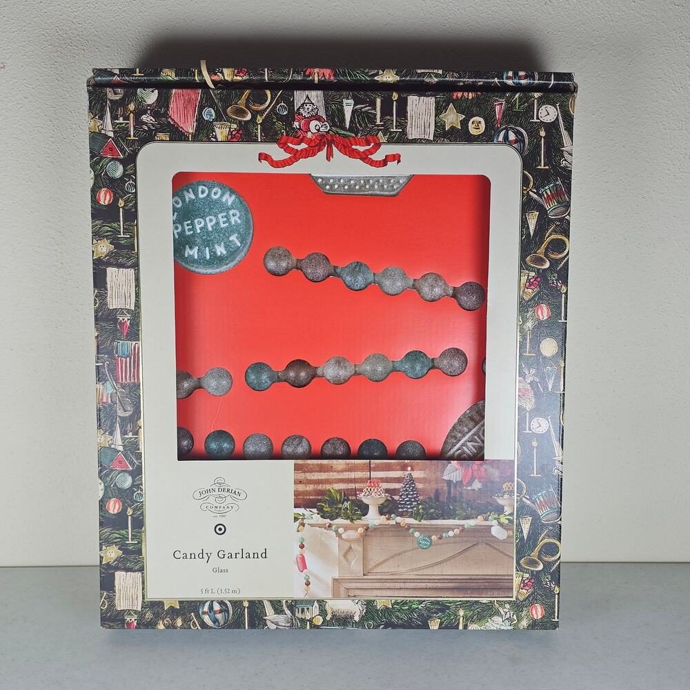 New John Derian Vintage Style Christmas 5 ft Glass Sugared Candy Garland‎
